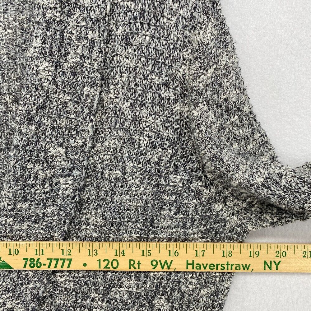 EILEEN FISHER Cardigan M Cotton Blend Marled Shawl Open Front Long Sleeve Gray - Picture 10 of 15
